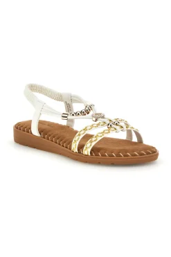 Sandali bianchi con fascette intrecciate e dettagli metallici Quanna Mell 22136