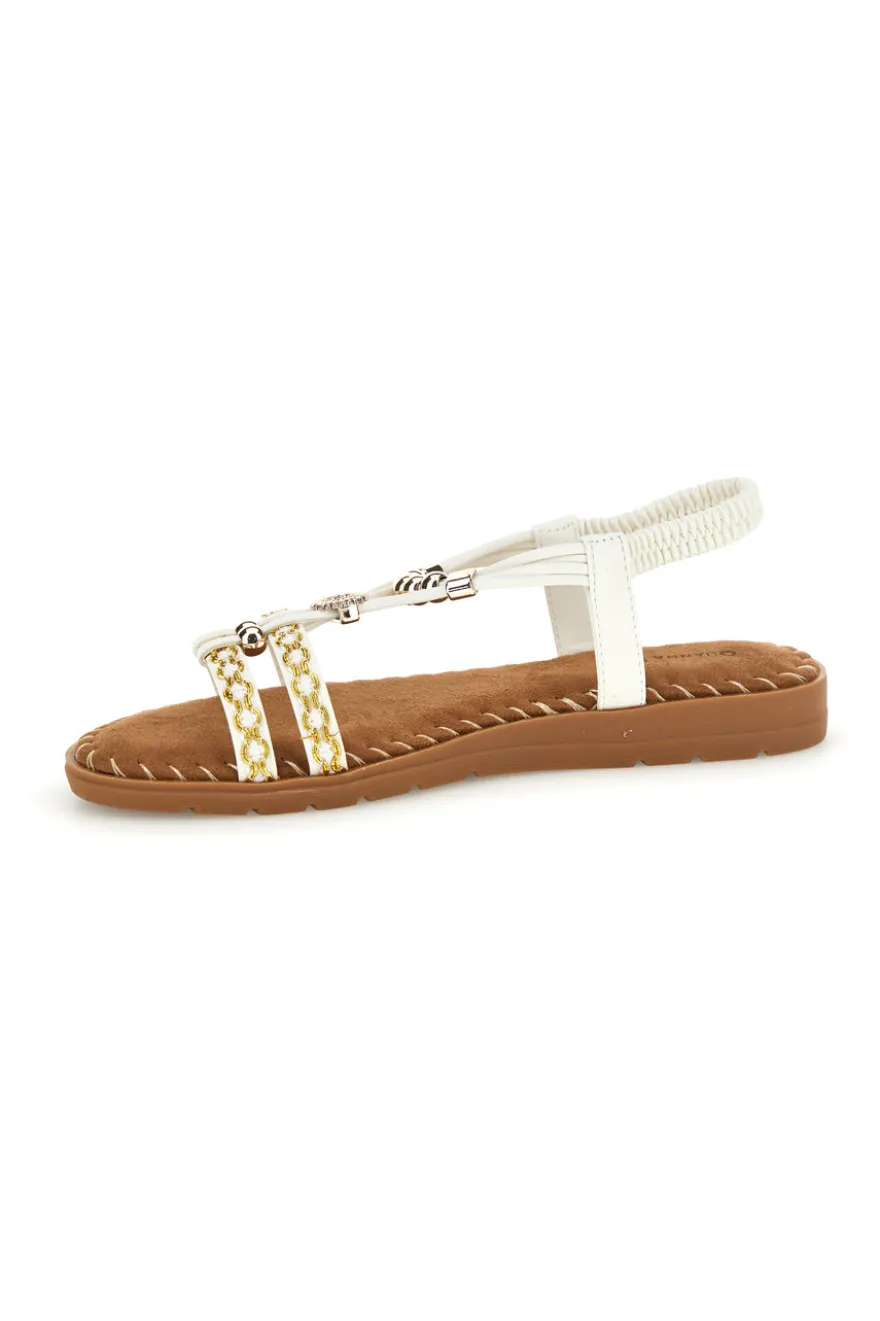 Sandali bianchi con fascette intrecciate e dettagli metallici Quanna Mell 22136