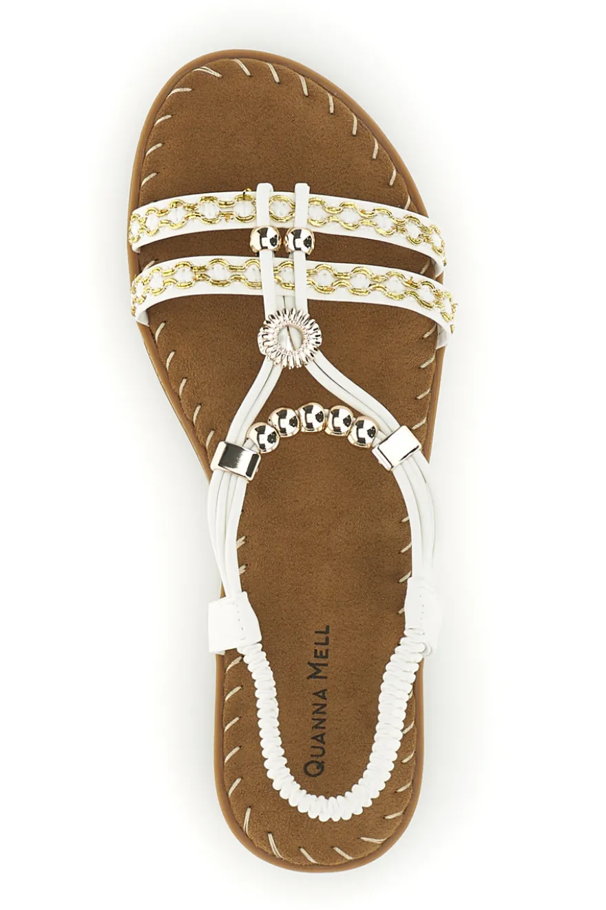 Sandali bianchi con fascette intrecciate e dettagli metallici Quanna Mell 22136