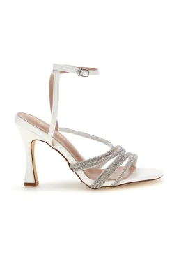 Sandali bianchi con fasce impreziosite da punti luce First lady P693