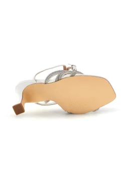 Sandali bianchi con fasce impreziosite da punti luce First lady P693