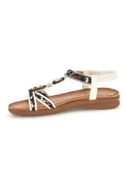 Sandali bianchi con fascette decorate e strass Quanna Mell k358607