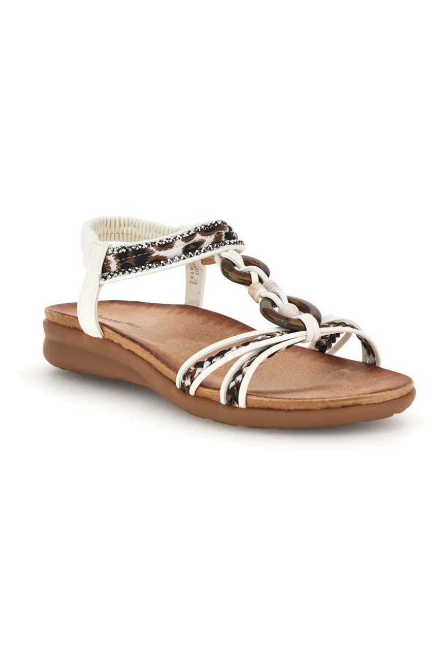 Sandali bianchi con fascette decorate e strass Quanna Mell k358607