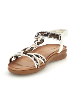 Sandali bianchi con fascette decorate e strass Quanna Mell k358607