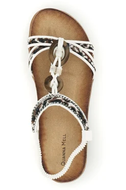 Sandali bianchi con fascette decorate e strass Quanna Mell k358607