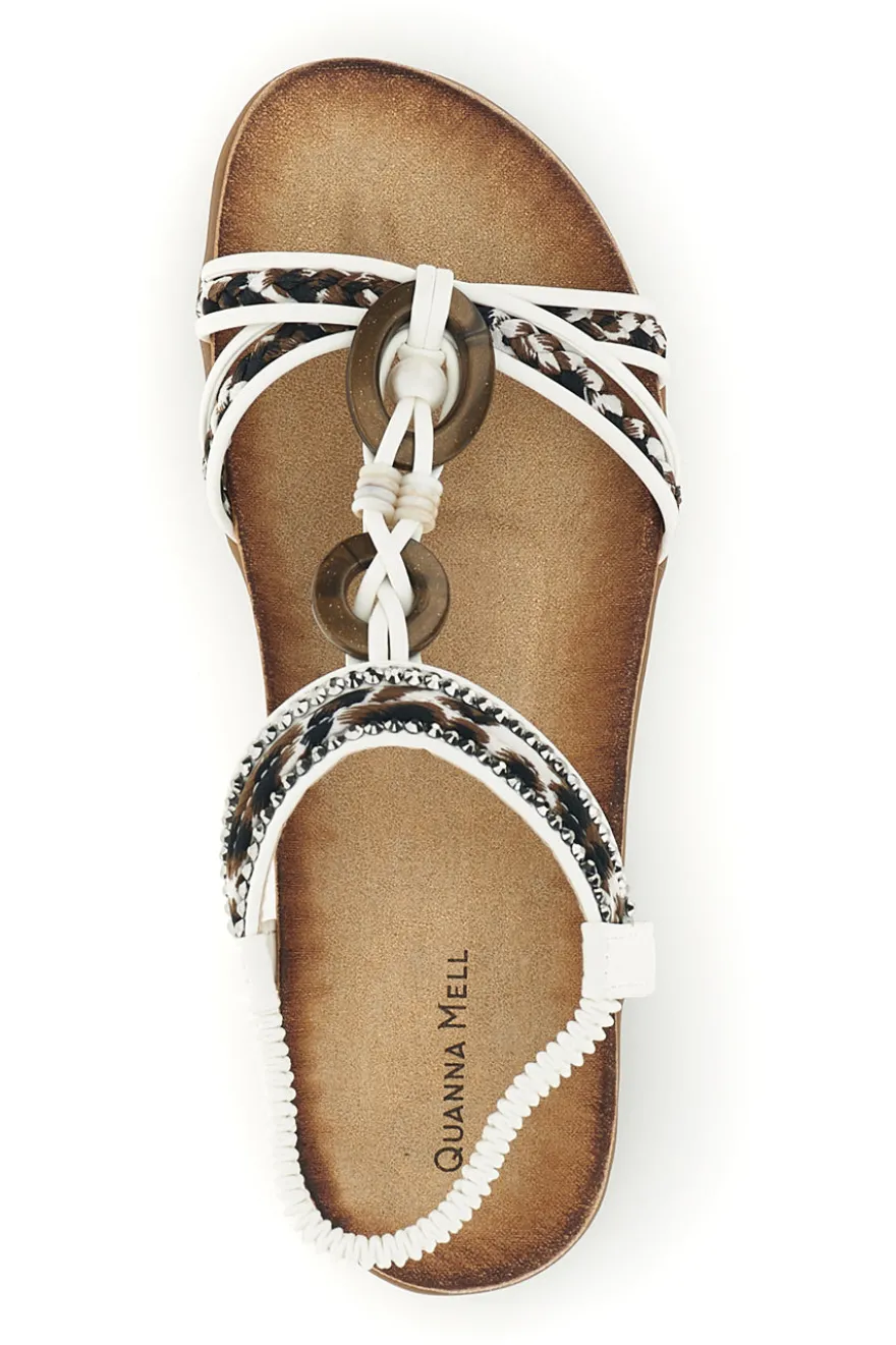 Sandali bianchi con fascette decorate e strass Quanna Mell k358607
