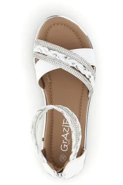 Sandali bianchi con fasce incrociate glitter e cerniera Grazie girl 15023