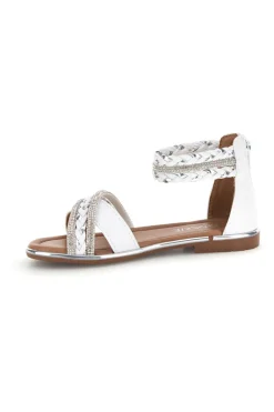 Sandali bianchi con fasce incrociate glitter e cerniera Grazie girl 15023