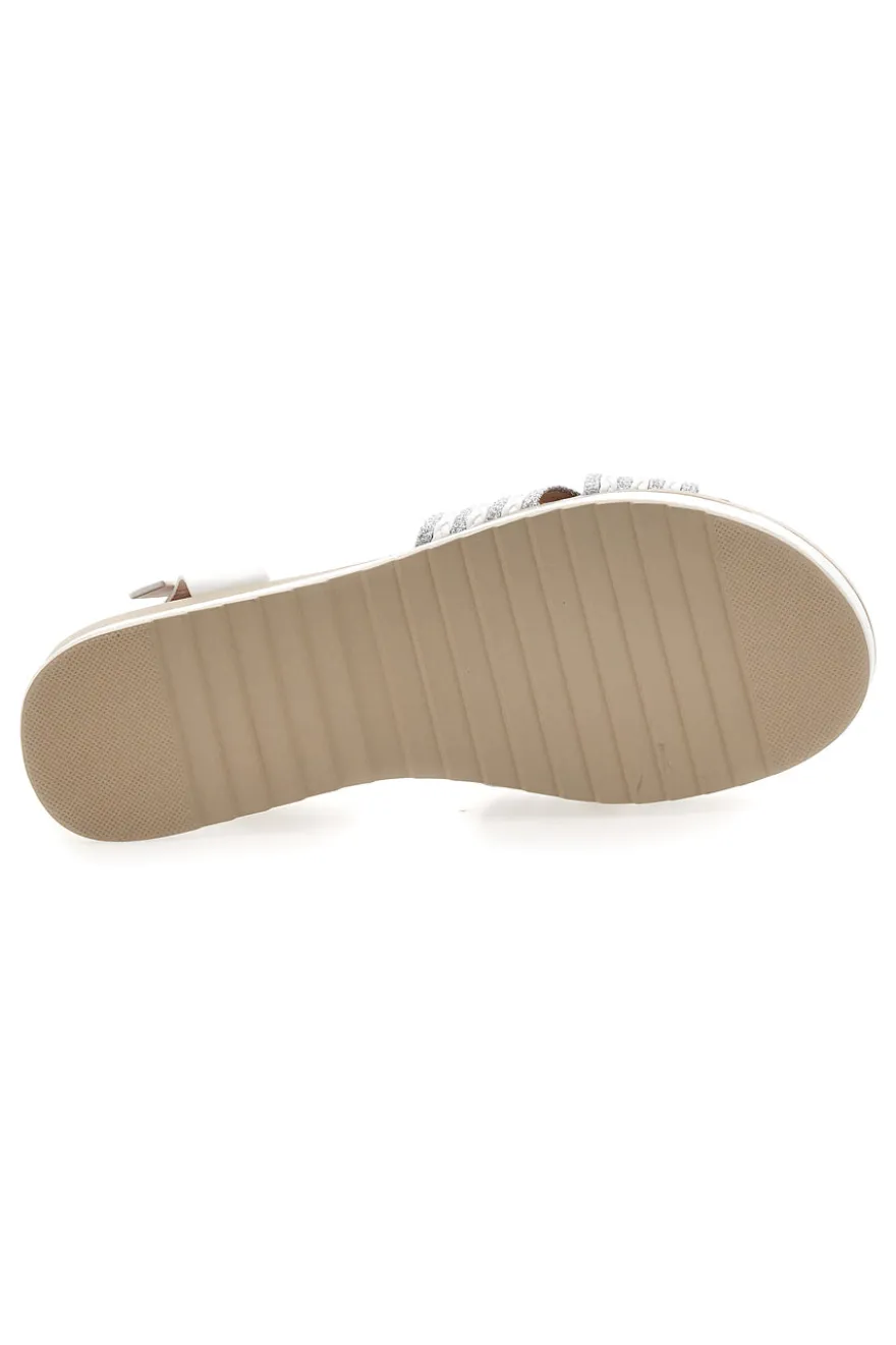 Sandali bianchi con fasce glitterate e zeppa bassa PITTARELLO SUN CH2071B02