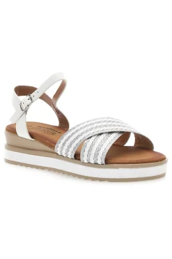 Sandali bianchi con fasce glitterate e zeppa bassa PITTARELLO SUN CH2071B02