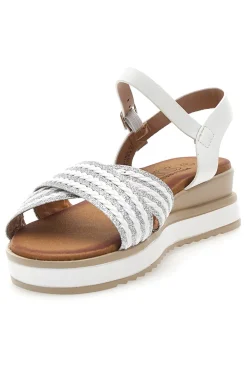 Sandali bianchi con fasce glitterate e zeppa bassa PITTARELLO SUN CH2071B02