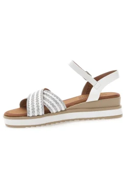 Sandali bianchi con fasce glitterate e zeppa bassa PITTARELLO SUN CH2071B02