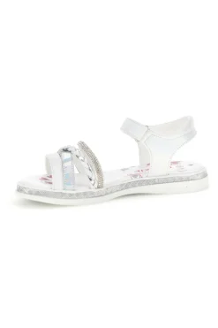 Sandali bianchi con fascia argento e brillanti Grazie girl 14342