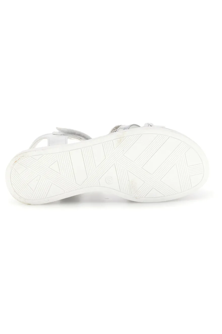 Sandali bianchi con fascia argento e brillanti Grazie girl 14342