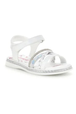 Sandali bianchi con fascia argento e brillanti Grazie girl 14342