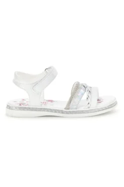Sandali bianchi con fascia argento e brillanti Grazie girl 14342