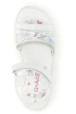 Sandali bianchi con fascia argento e brillanti Grazie girl 14342