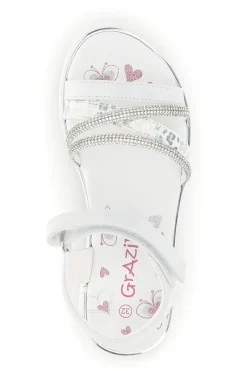 Sandali bianchi con fascia brillante e strappo Grazie girl 15101