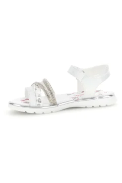 Sandali bianchi con fascia brillante e strappo Grazie girl 15101