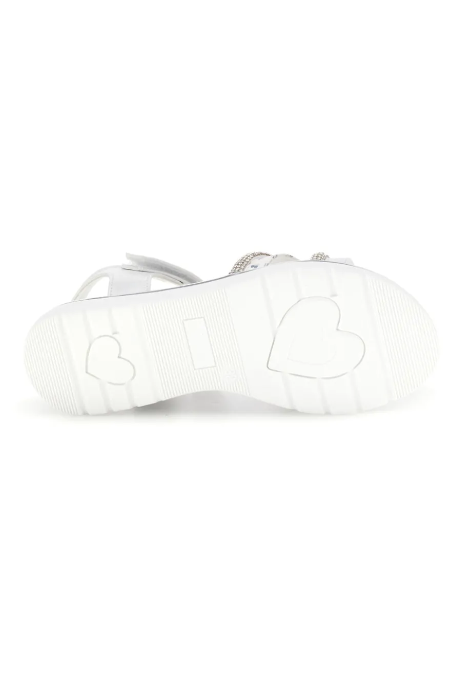 Sandali bianchi con fascia brillante e strappo Grazie girl 15101