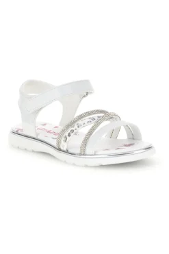 Sandali bianchi con fascia brillante e strappo Grazie girl 15101