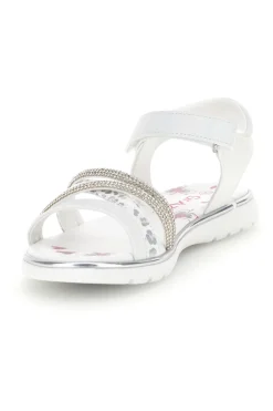 Sandali bianchi con fascia brillante e strappo Grazie girl 15101