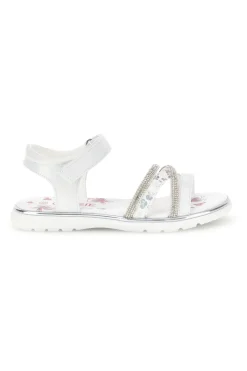 Sandali bianchi con fascia brillante e strappo Grazie girl 15101