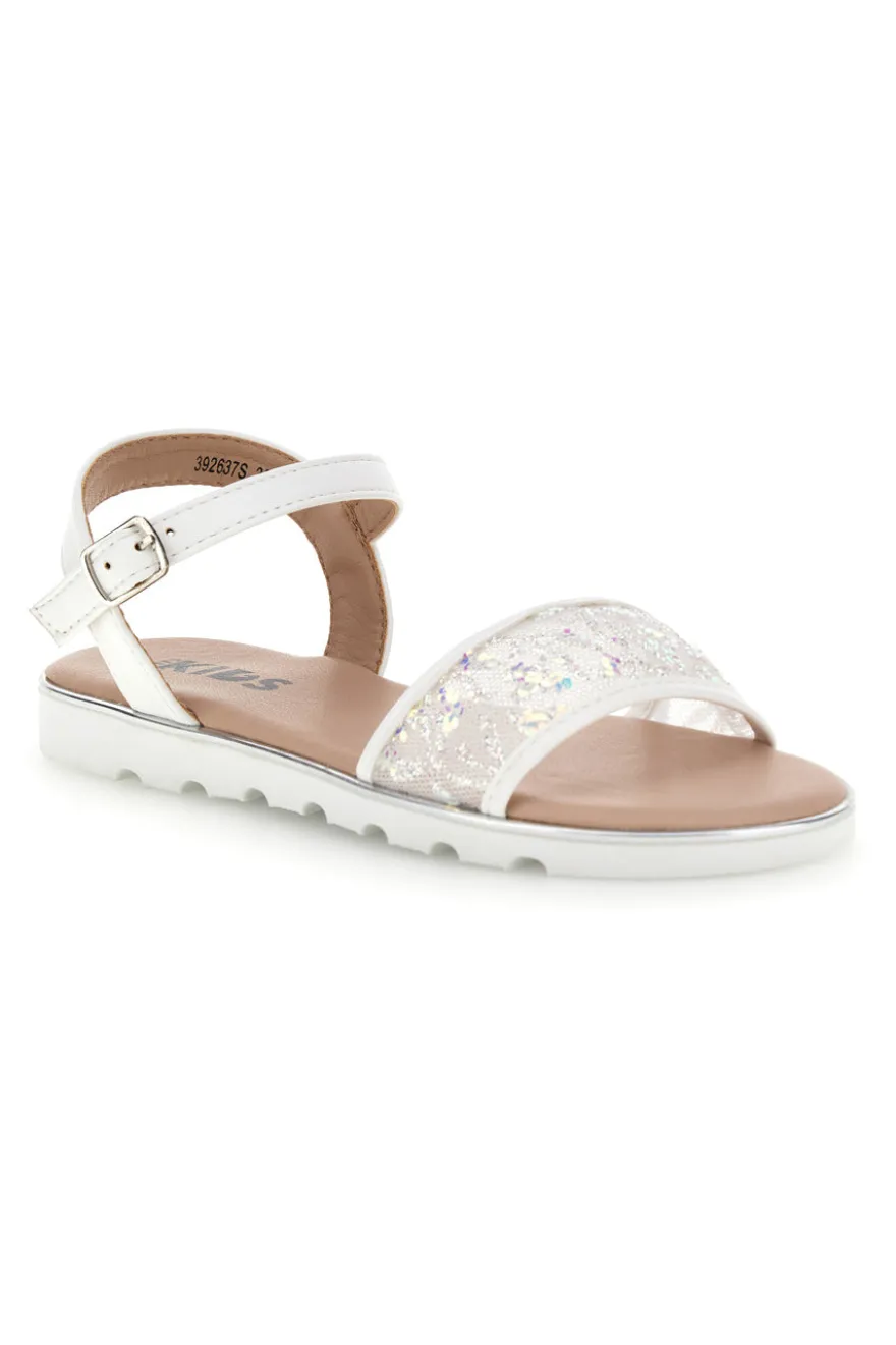 Sandali bianchi con fascia brillante Pitt kids 392637S