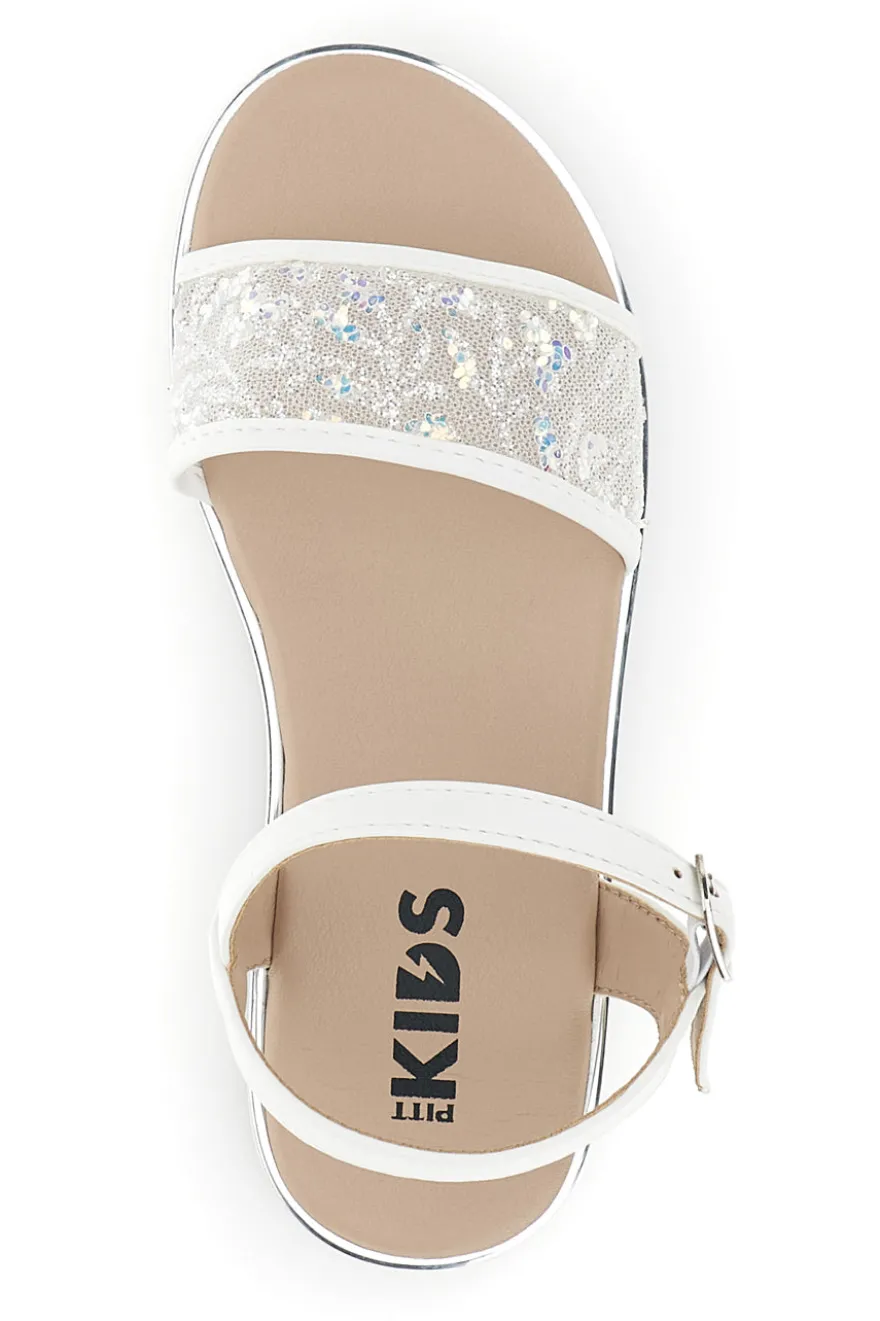 Sandali bianchi con fascia brillante Pitt kids 392637S