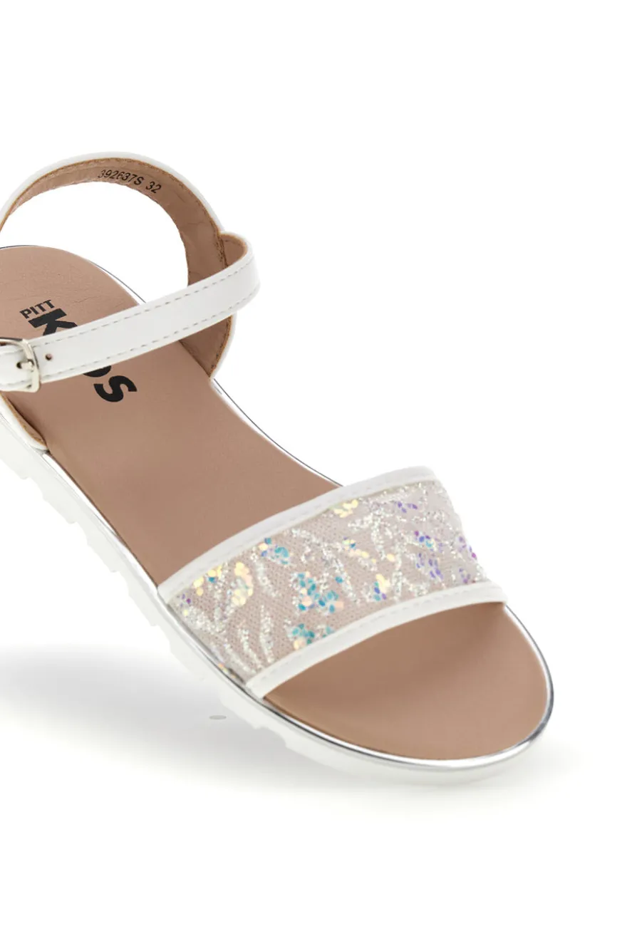 Sandali bianchi con fascia brillante Pitt kids 392637S