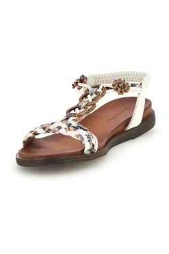 Sandali bianchi con fascia intrecciata e dettagli metallici Quanna Mell 560317