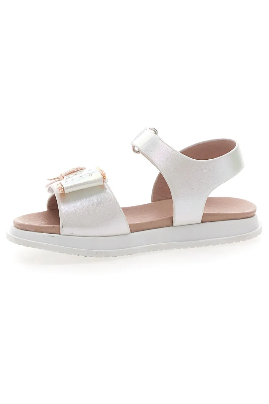 Sandali bianchi con fiocco glitter Pitt Kids 39G2521S