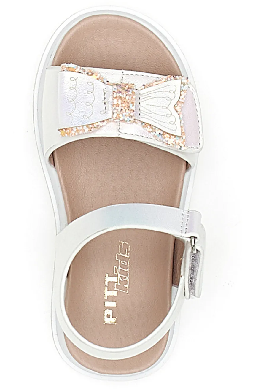 Sandali bianchi con fiocco glitter Pitt Kids 39G2521S