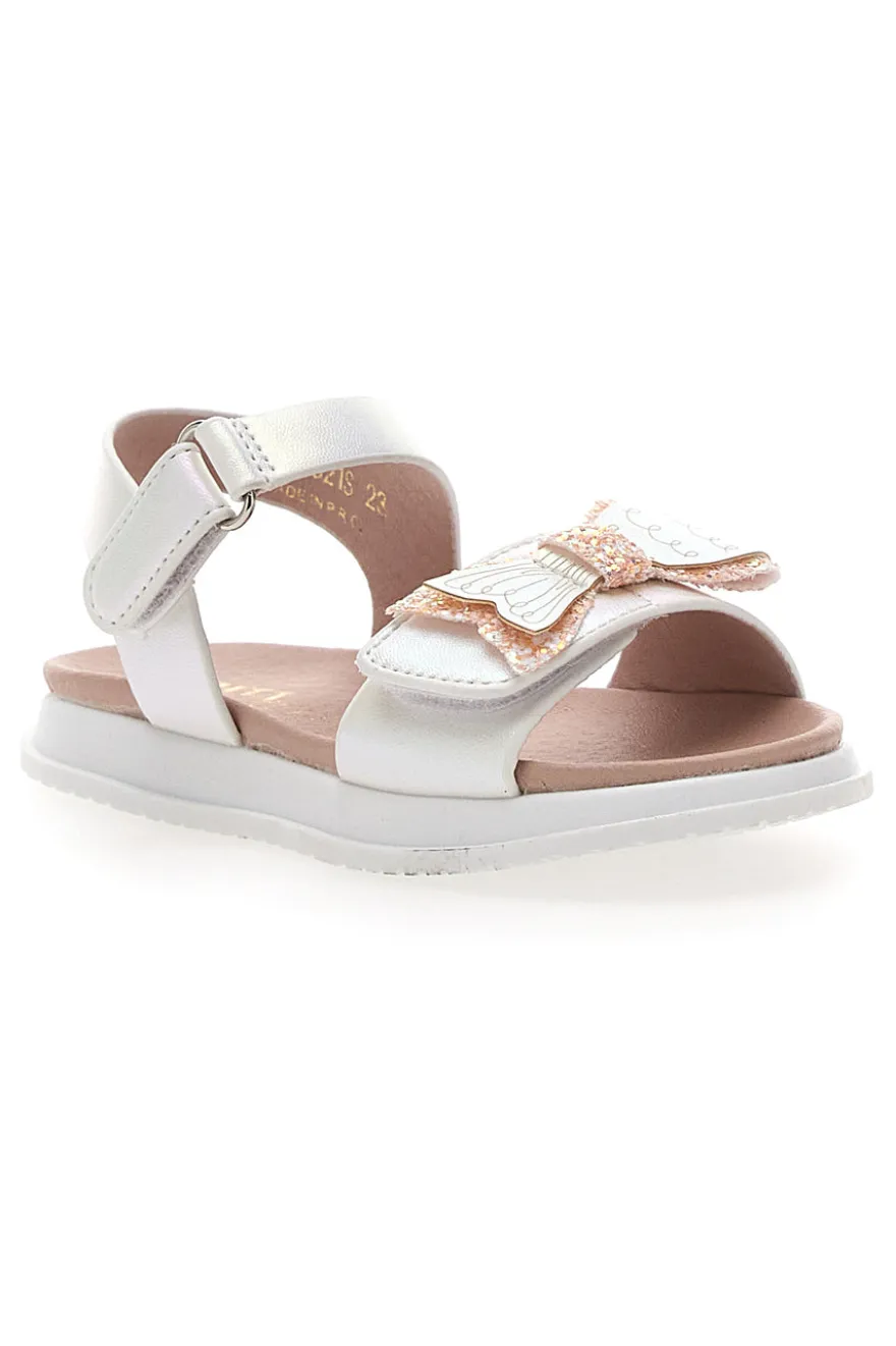 Sandali bianchi con fiocco glitter Pitt Kids 39G2521S
