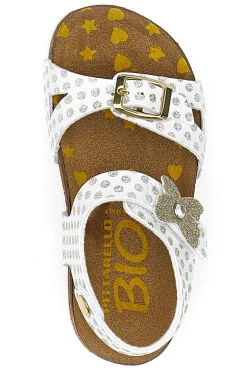 Sandali bianchi con fiore e stampa pois Pittarello Bio 257A084SR