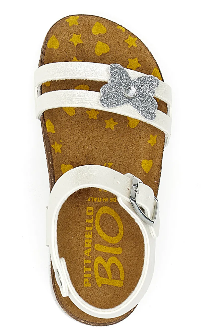 Sandali bianchi con fiore glitter Pittarello Bio 257A010SR