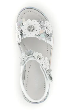 Sandali bianchi con fiori e chiusura con cinturino a strappo Laura Biagiotti AG1790416872