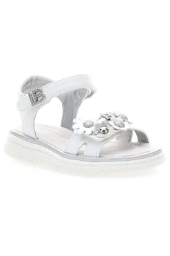 Sandali bianchi con fiori applicati e glitter Laura Biagiotti 96109489