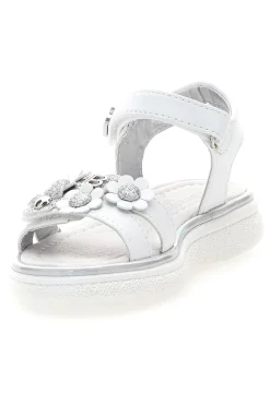 Sandali bianchi con fiori applicati e glitter Laura Biagiotti 96109489