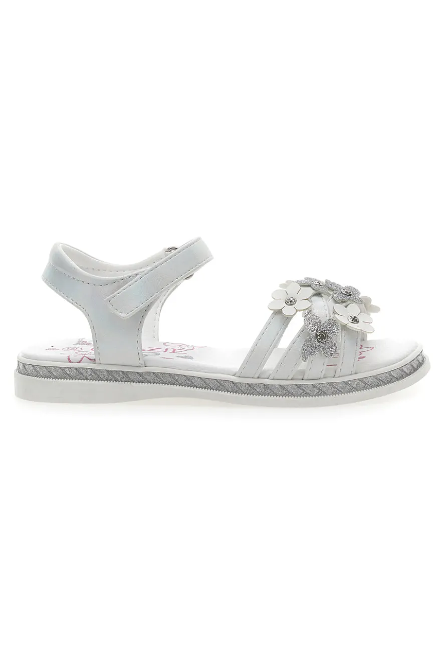 Sandali Bianchi con Fiori Grazie Girl 14339