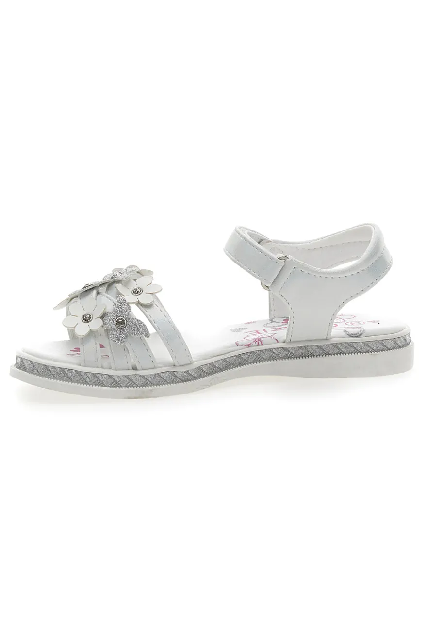 Sandali Bianchi con Fiori Grazie Girl 14339