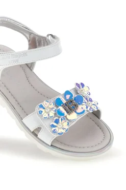Sandali bianchi con fiori decorativi iridescenti Laura Biagiotti L9882C9702