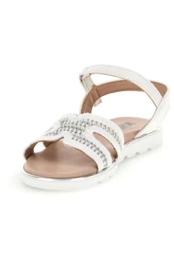 Sandali bianchi con frontale intrecciato e dettagli argentati Pitt kids 392629S
