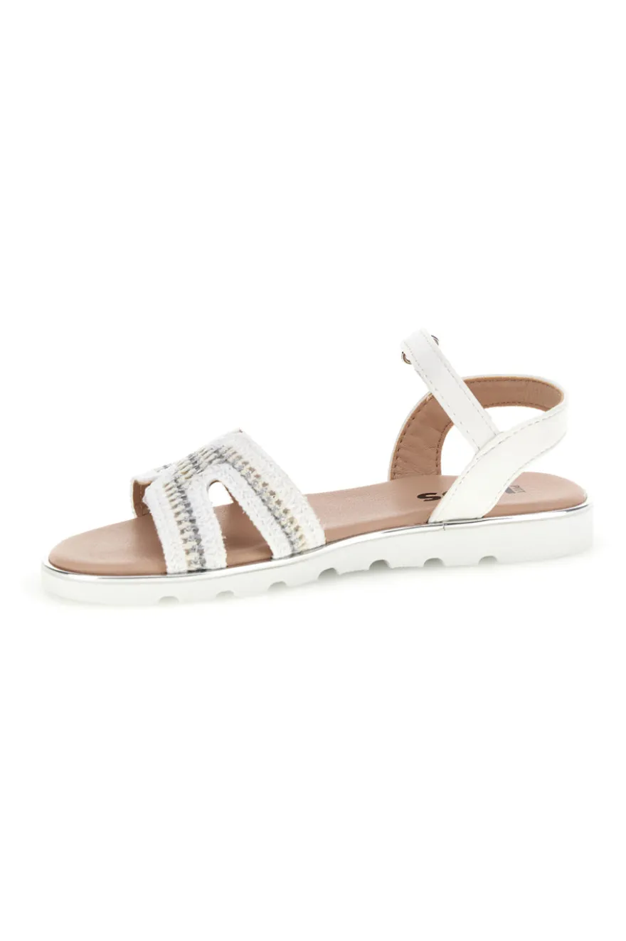 Sandali bianchi con frontale intrecciato e dettagli argentati Pitt kids 392629S