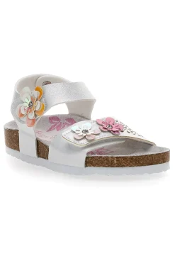Sandali Bianchi con Glitter e Strappi In Velcro Pitt Kids 14417