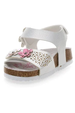 Sandali Bianchi con Glitter e Strappi In Velcro Pitt Kids 14417
