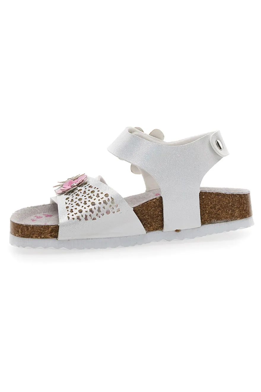 Sandali Bianchi con Glitter e Strappi In Velcro Pitt Kids 14417