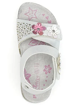 Sandali Bianchi con Glitter e Strappi In Velcro Pitt Kids 14417