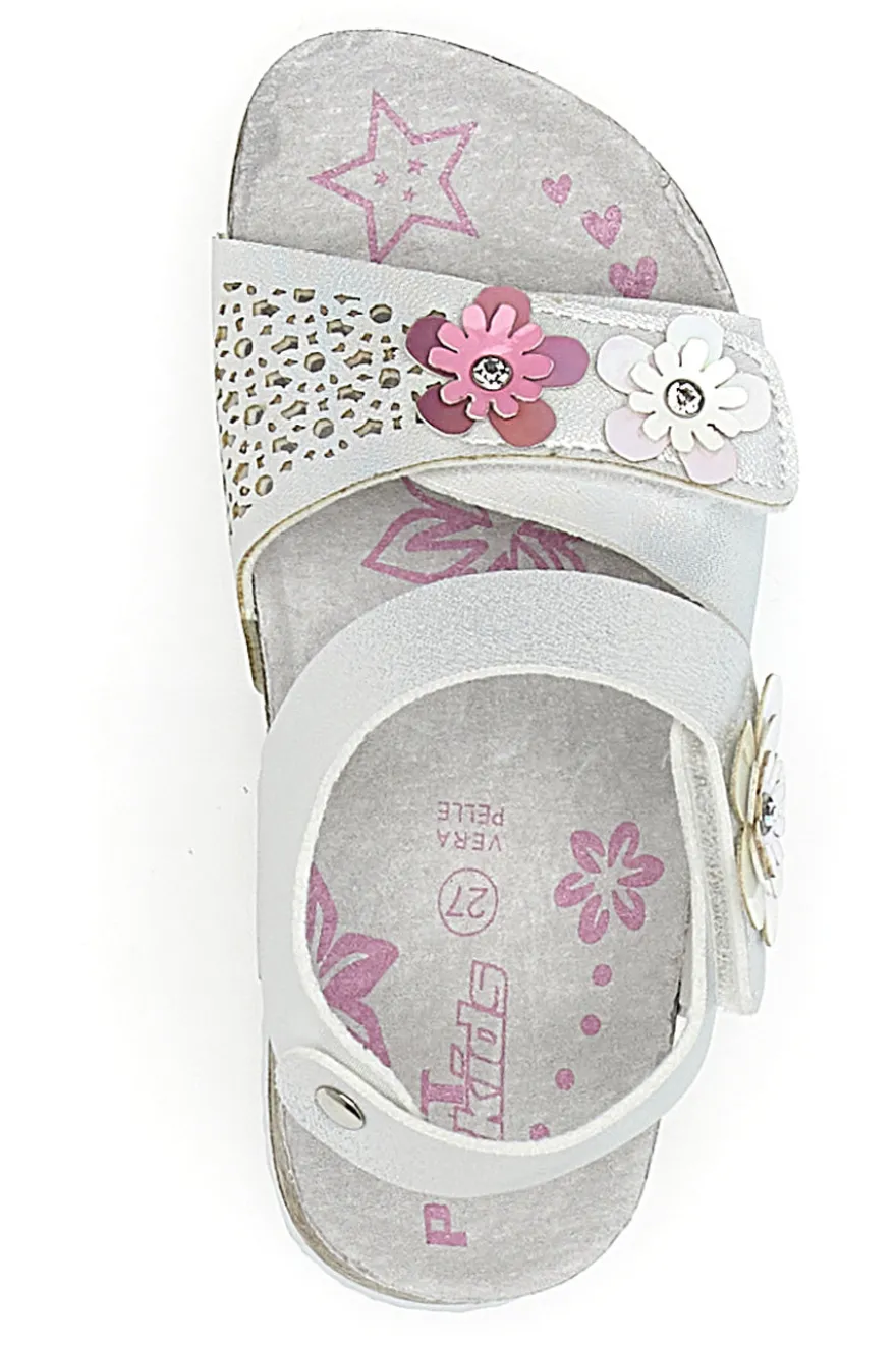 Sandali Bianchi con Glitter e Strappi In Velcro Pitt Kids 14417