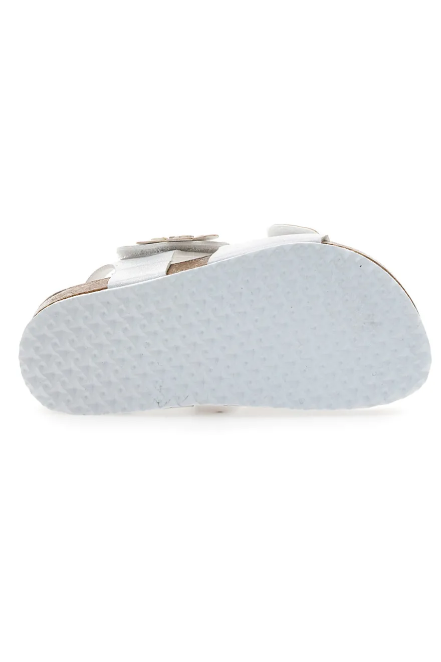 Sandali Bianchi con Glitter e Strappi In Velcro Pitt Kids 14417